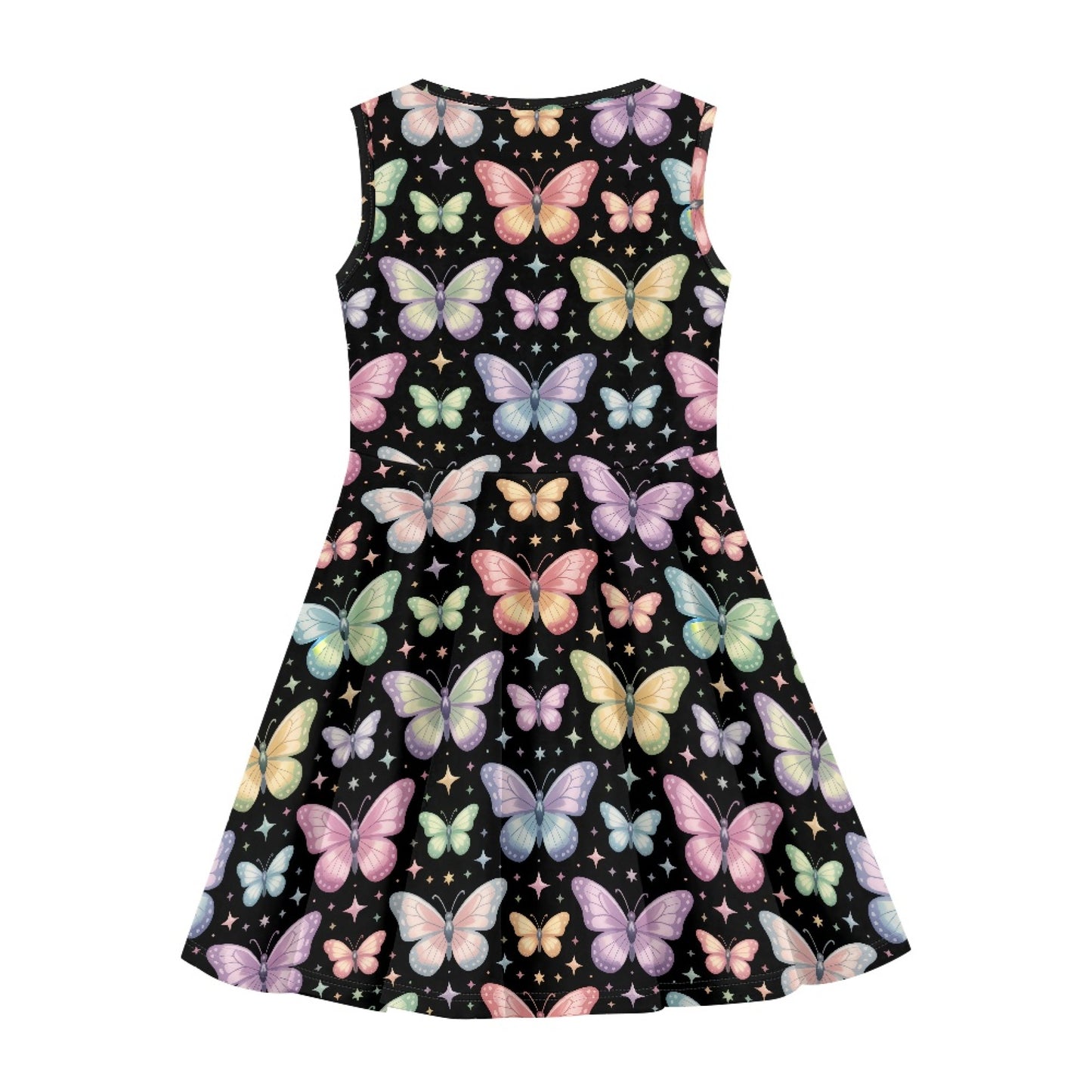 Girls Pastel Butterfly Dress | Cute Sleeveless Twirl Dress for Kids