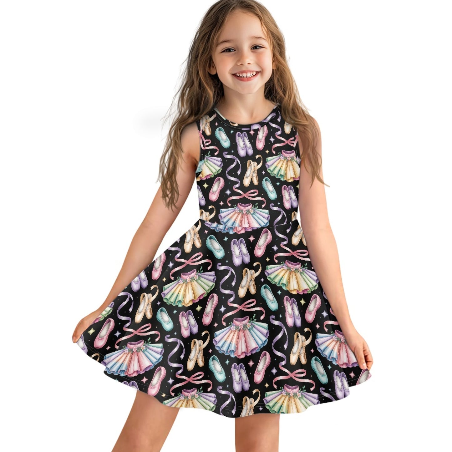 Girls Pastel Ballet Dress | Cute Sleeveless Twirl Dress for Kids