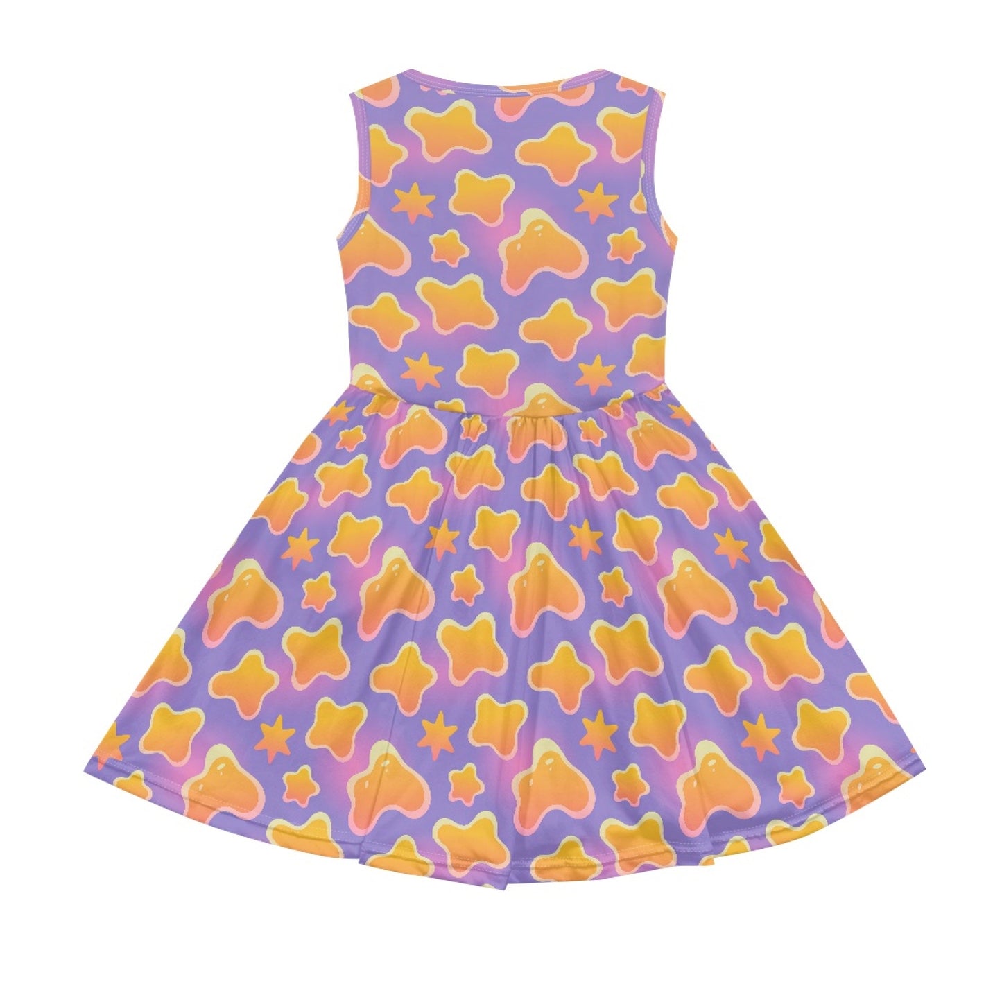 Girls Retro Star Dress – Cute Purple Sleeveless Twirl Dress for Toddler & Little Girls