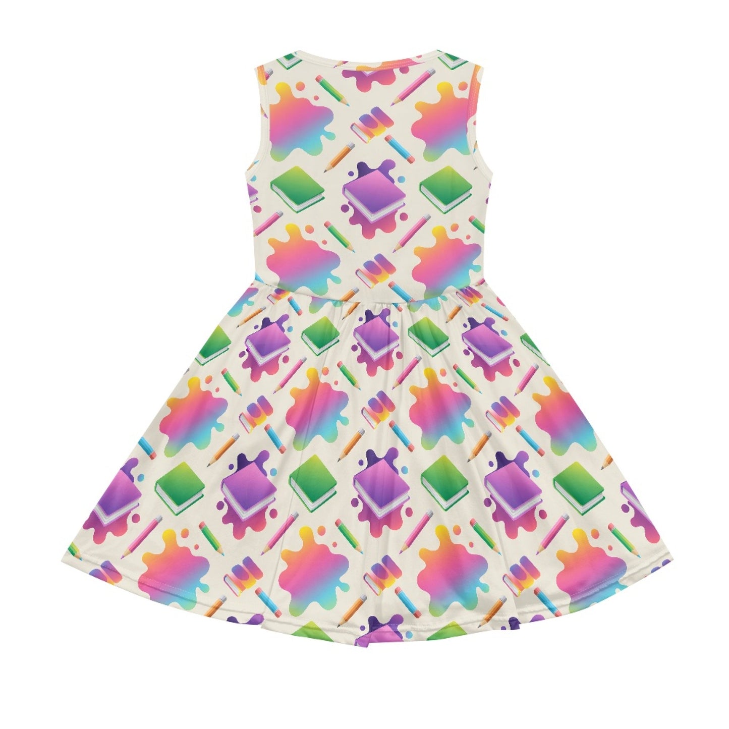 Girls Neon Color Splash School Dress | Cute Sleeveless Twirl Dress for Kids