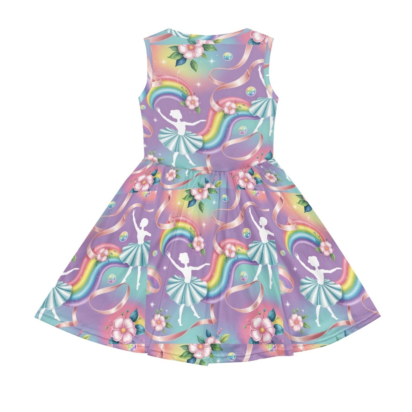 Girls Rainbow Ballet Dress | Cute Sleeveless Twirl Dress for Kids