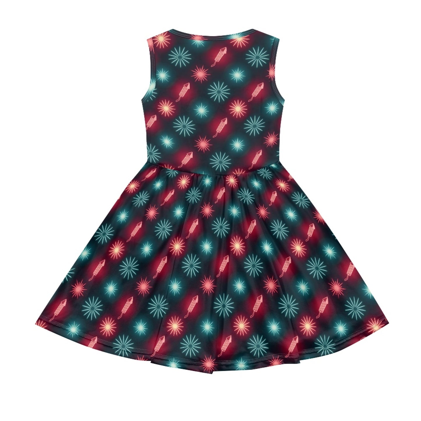 Girls Neon Fireworks Dress – Sleeveless Glow-Inspired Twirl Dress for Toddler & Little Girls