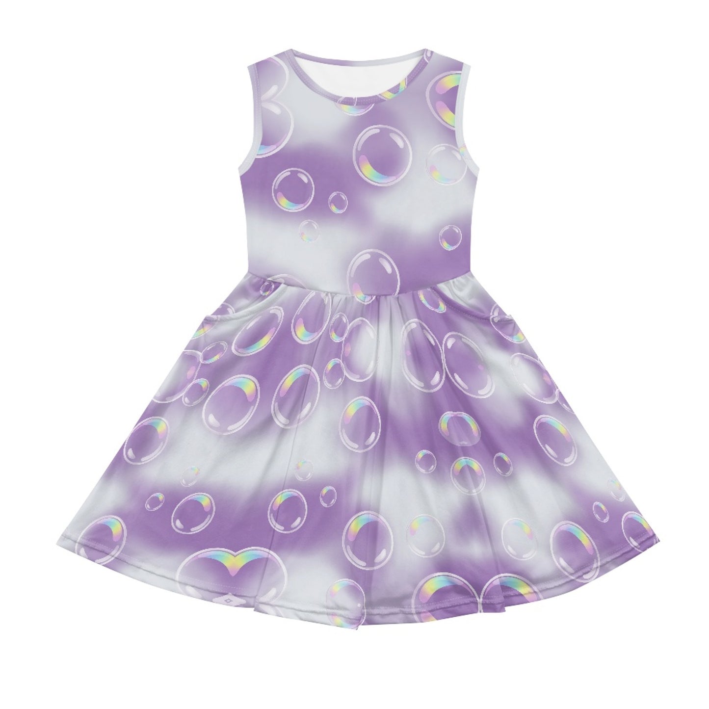 Girls Purple Bubble Dress | Dreamy Gradient Sleeveless Twirl Dress for Kids